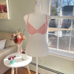 Felina‎ Balconette Bra Size 34B Bubblegum Pink Embroidered Underwire Fairy